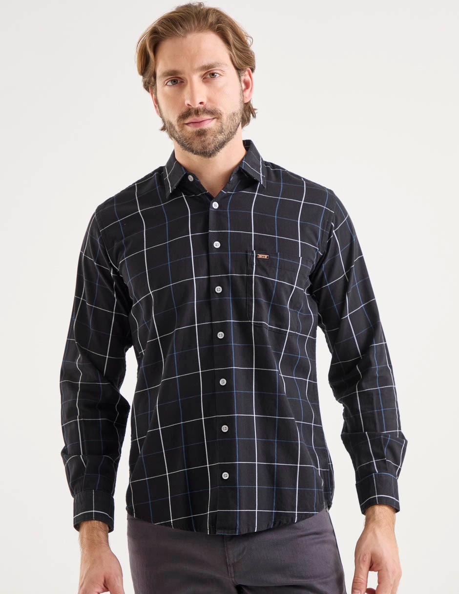 Camisa casual de algodón manga larga para hombre Camisa casual de algodón manga larga para hombre