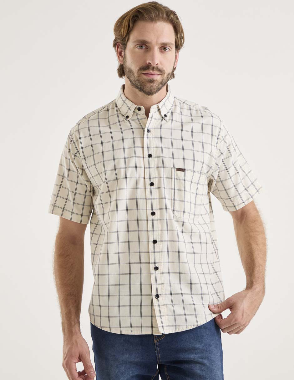 Camisa casual de algodón manga corta para hombre