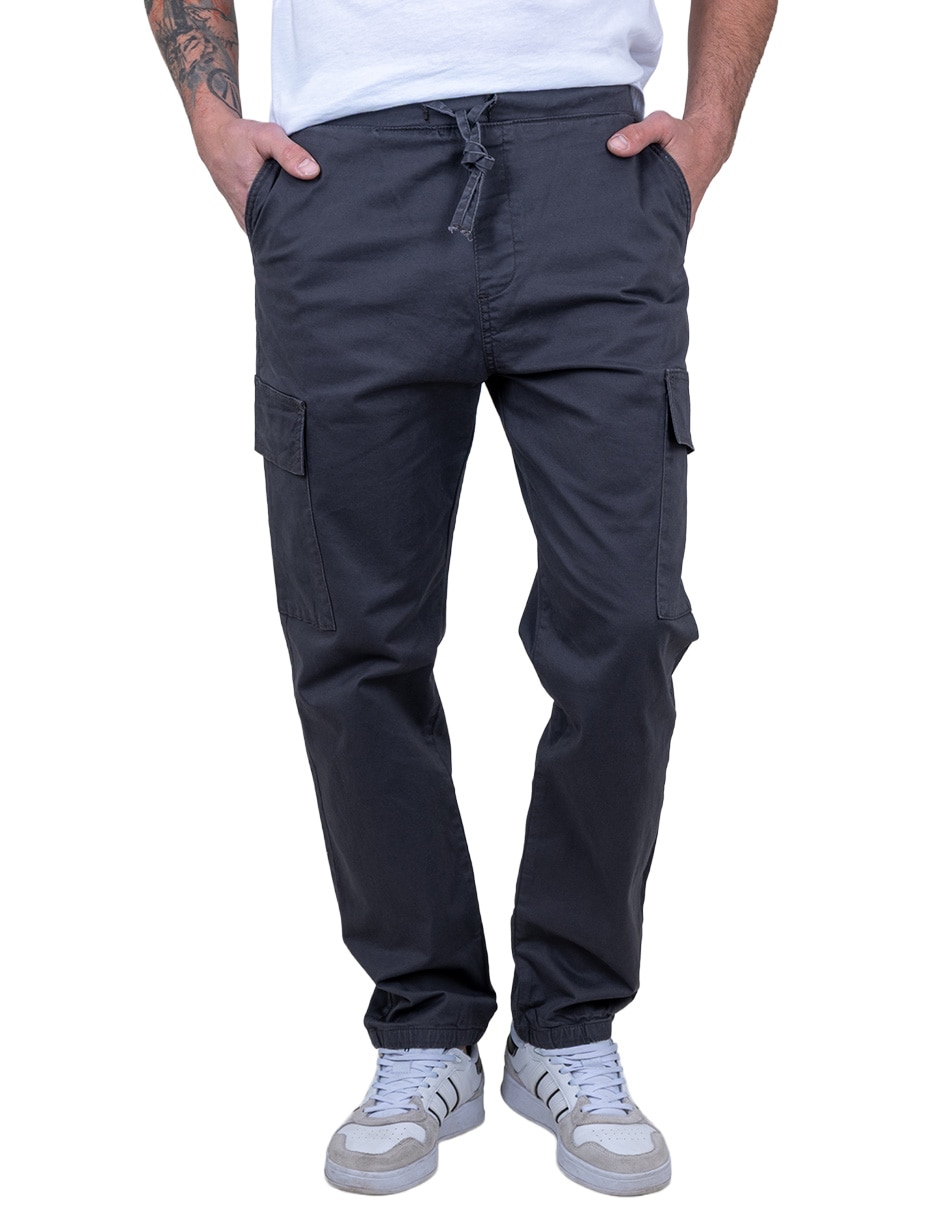 Pantalón jogger straight de gabardina para hombre