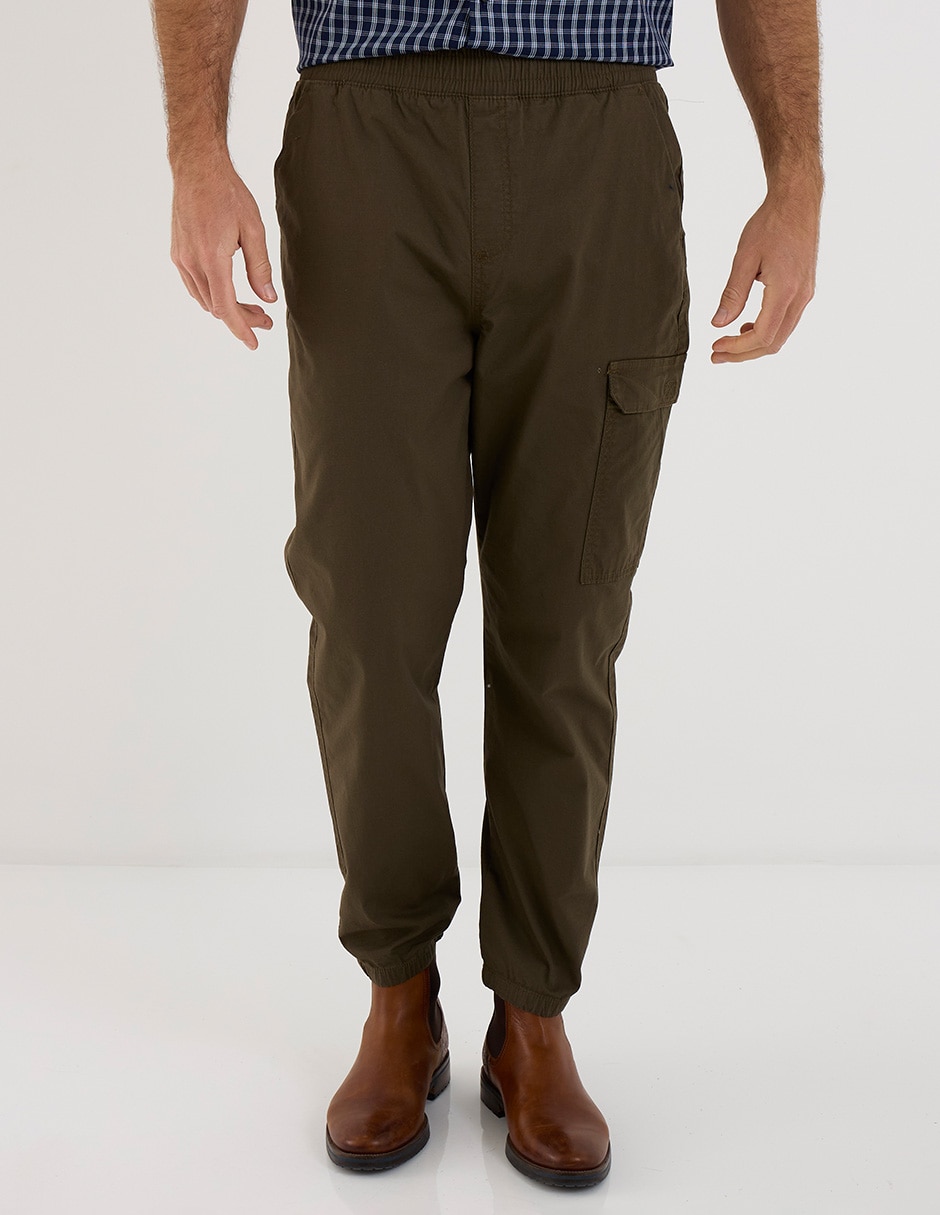 Pantalón jogger straight de gabardina para hombre