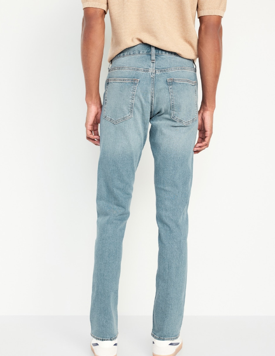 Jeans straight lavado claro para hombre 2