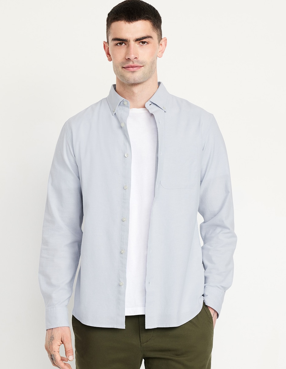 Camisa casual de algodón manga larga para hombre