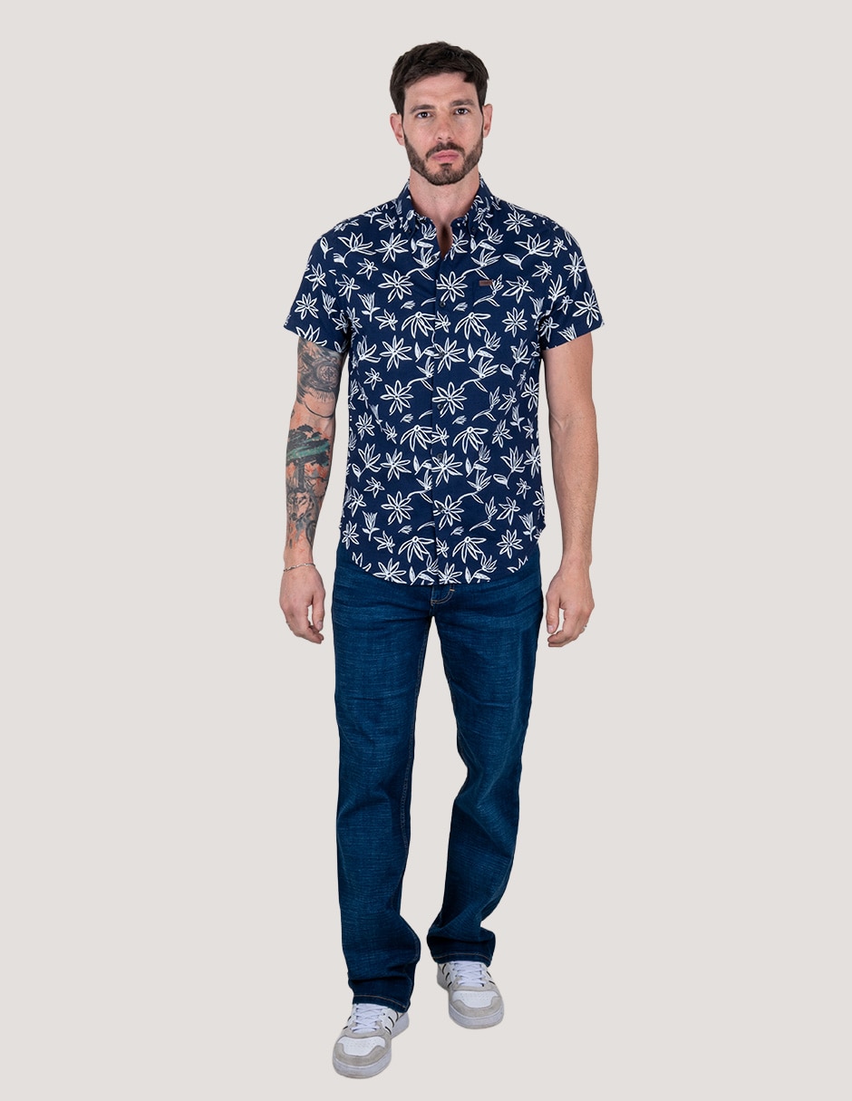 Camisa casual Lee de algodón manga corta para hombre