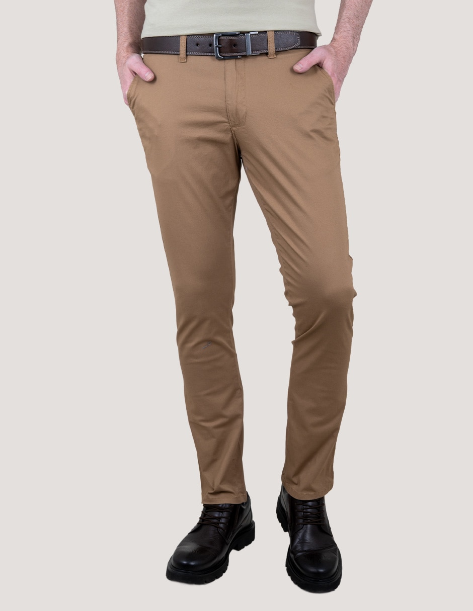 Pantalón casual slim de gabardina para hombre