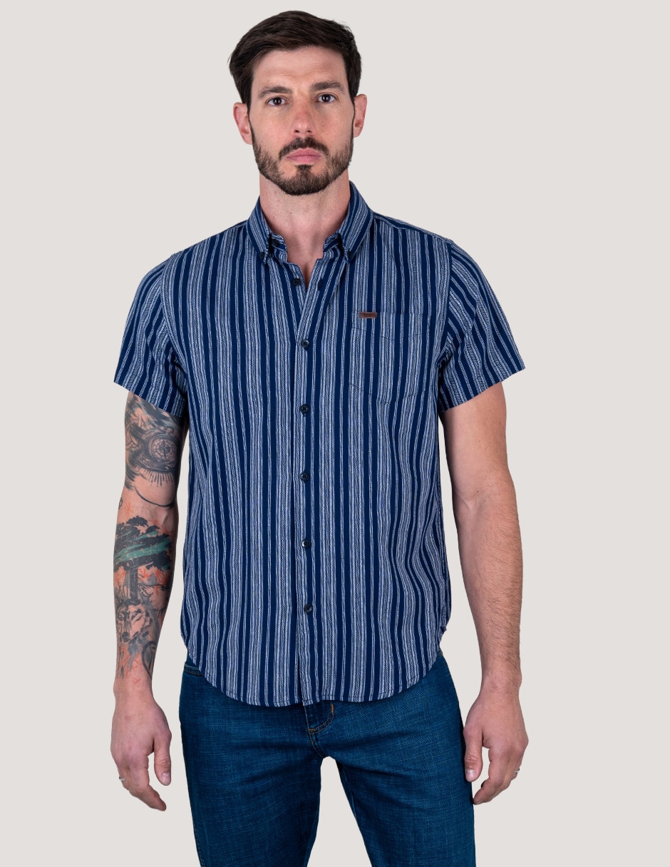 Camisa casual de algodón manga corta para hombre