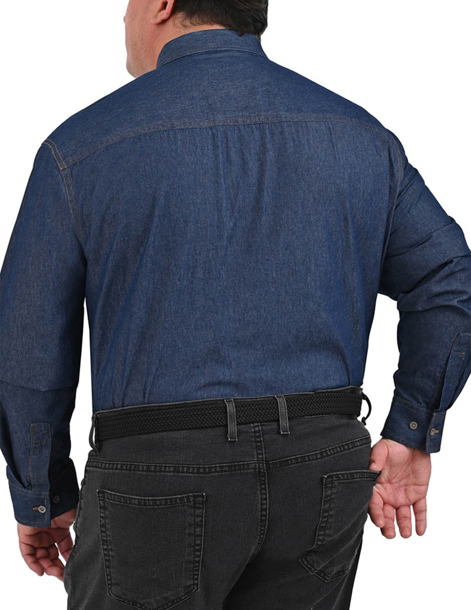 Camisa casual Yale Plus de mezclilla manga larga para hombre