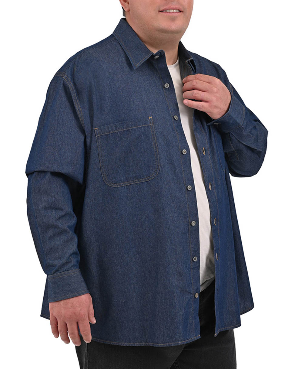 Camisa casual Yale Plus de mezclilla manga larga para hombre