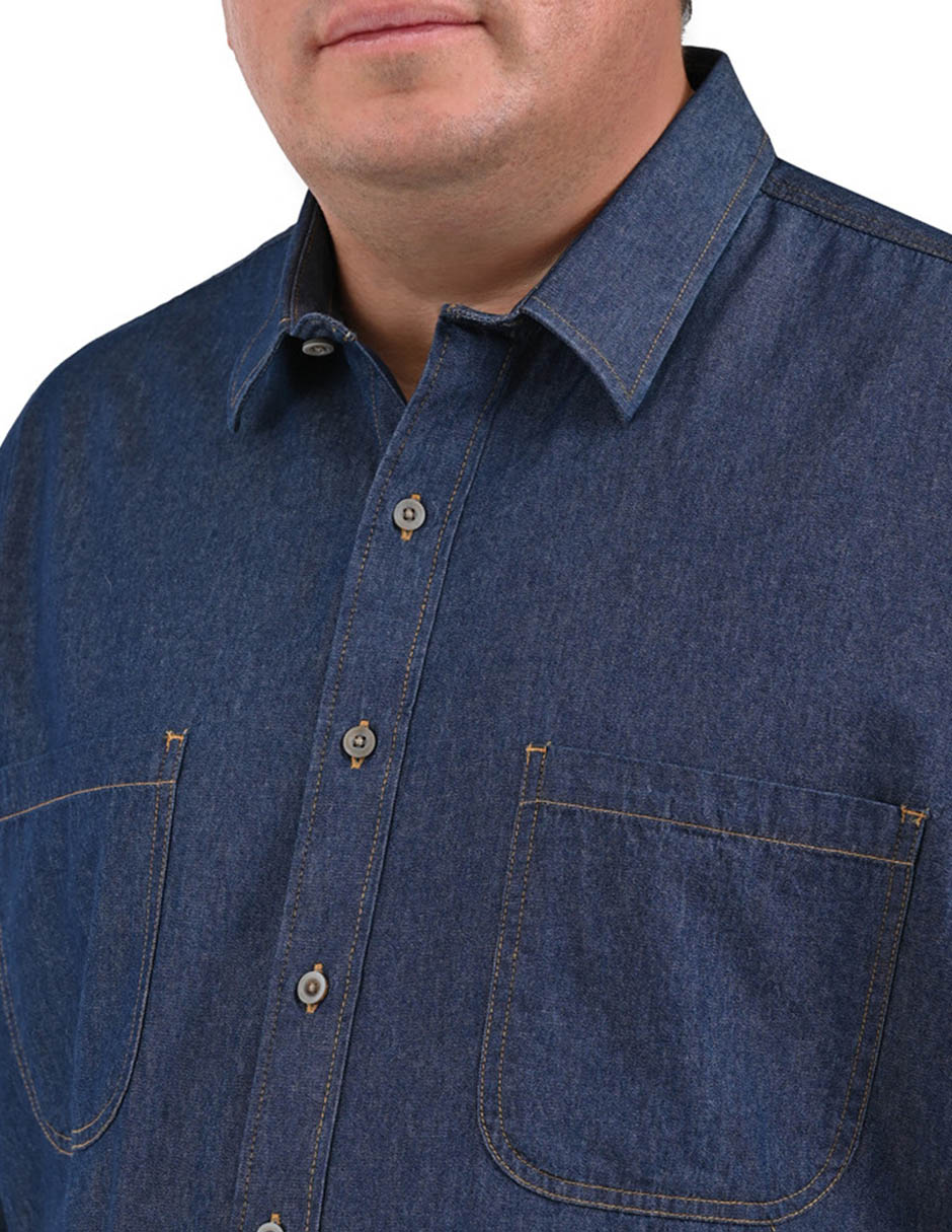Camisa casual Yale Plus de mezclilla manga larga para hombre