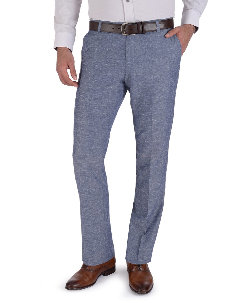 Pantalón business casual chino slim de lino para hombre