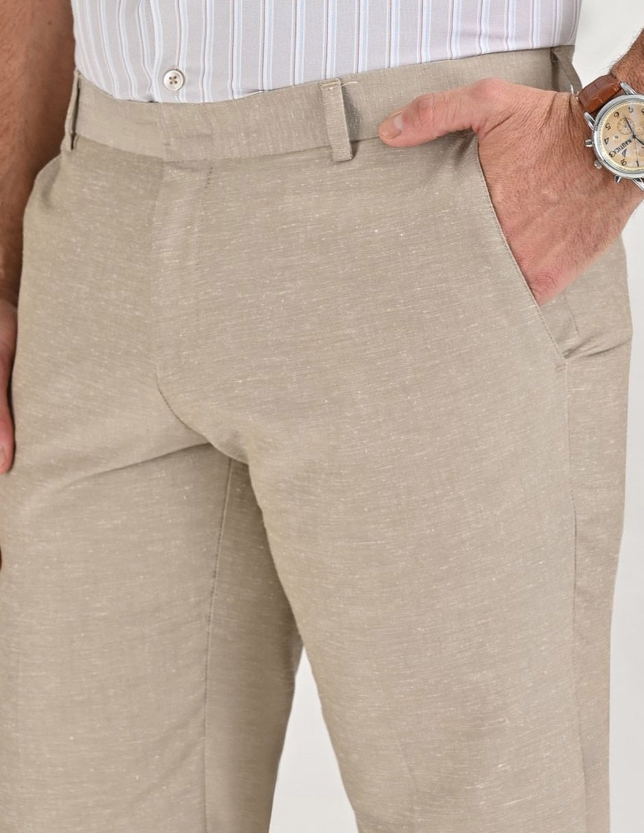 Pantalón business casual chino slim de lino para hombre 3
