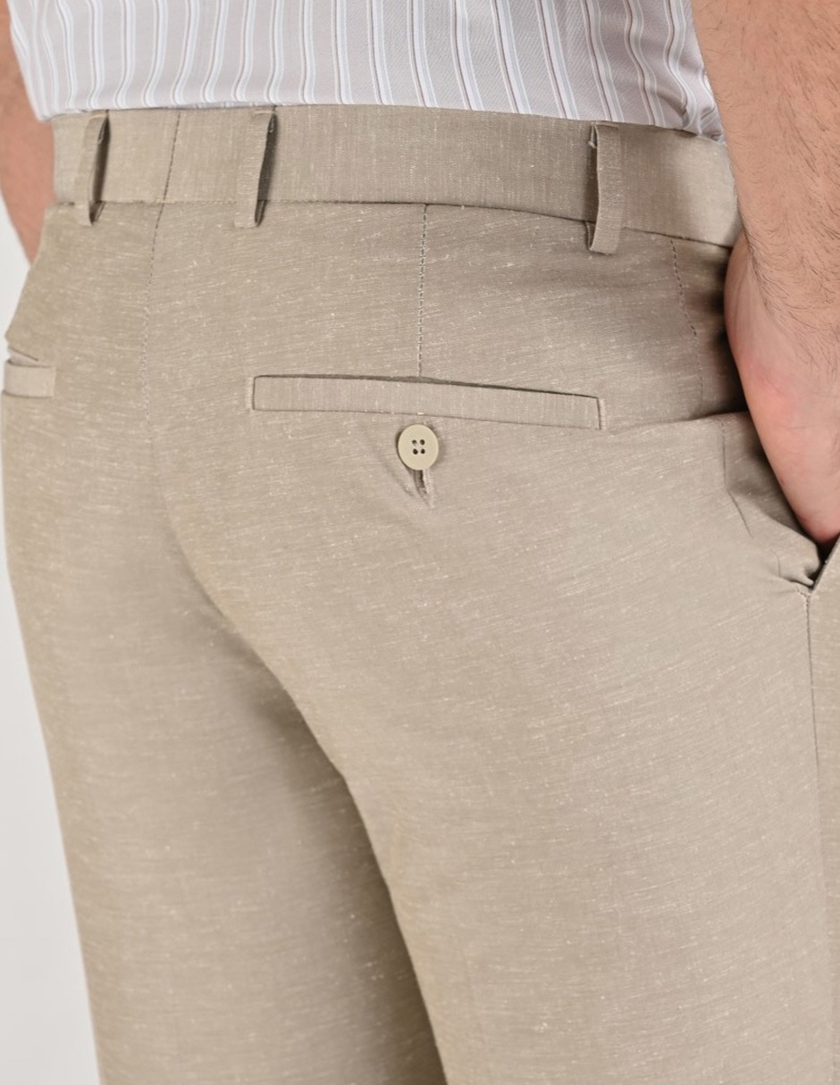 Pantalón business casual chino slim de lino para hombre 2