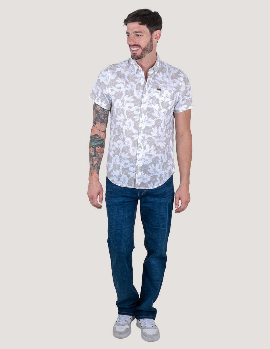 Camisa casual Lee de algodón manga corta para hombre