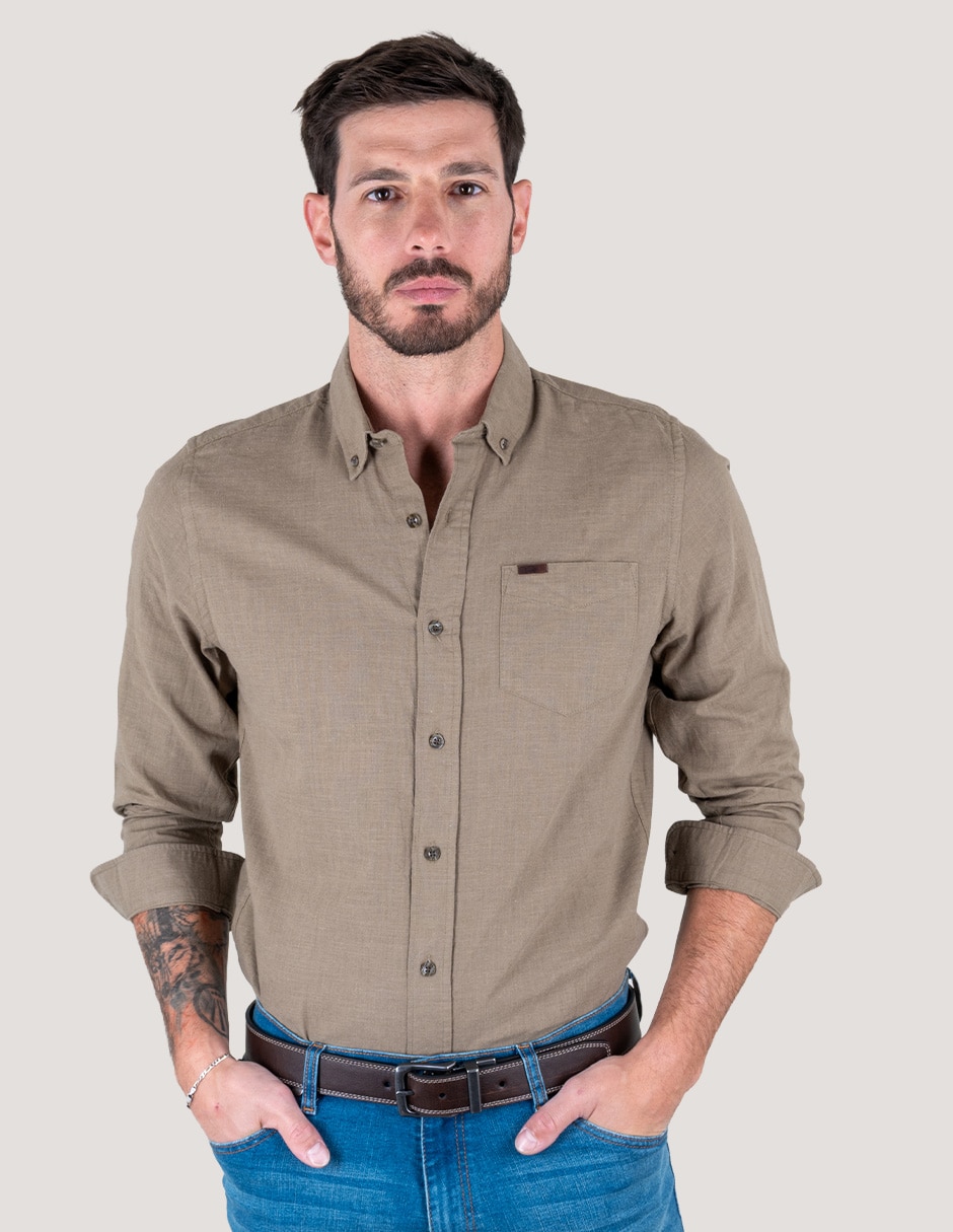 Camisa casual Lee de algodón manga larga para hombre