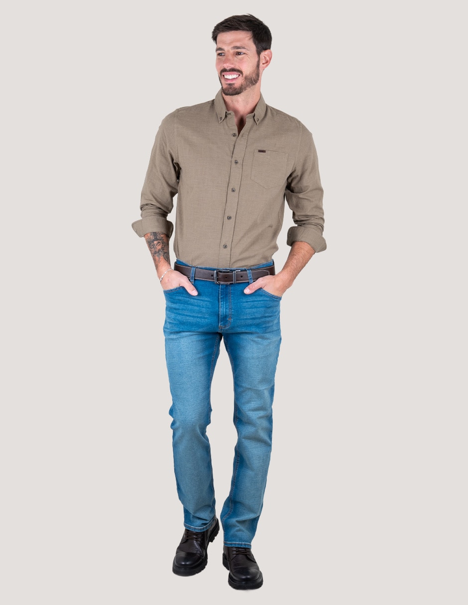 Camisa casual Lee de algodón manga larga para hombre