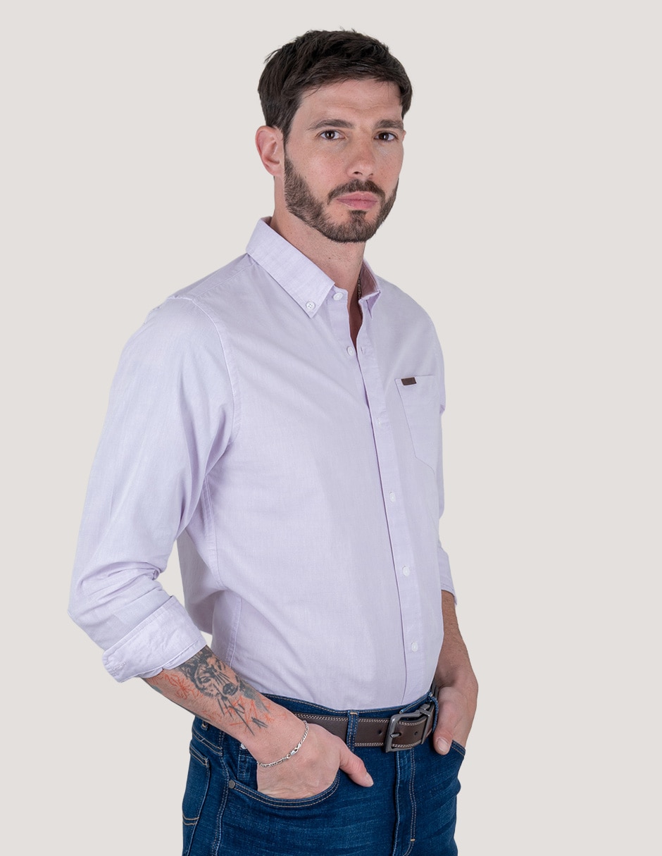 Camisa casual Lee de algodón manga larga para hombre