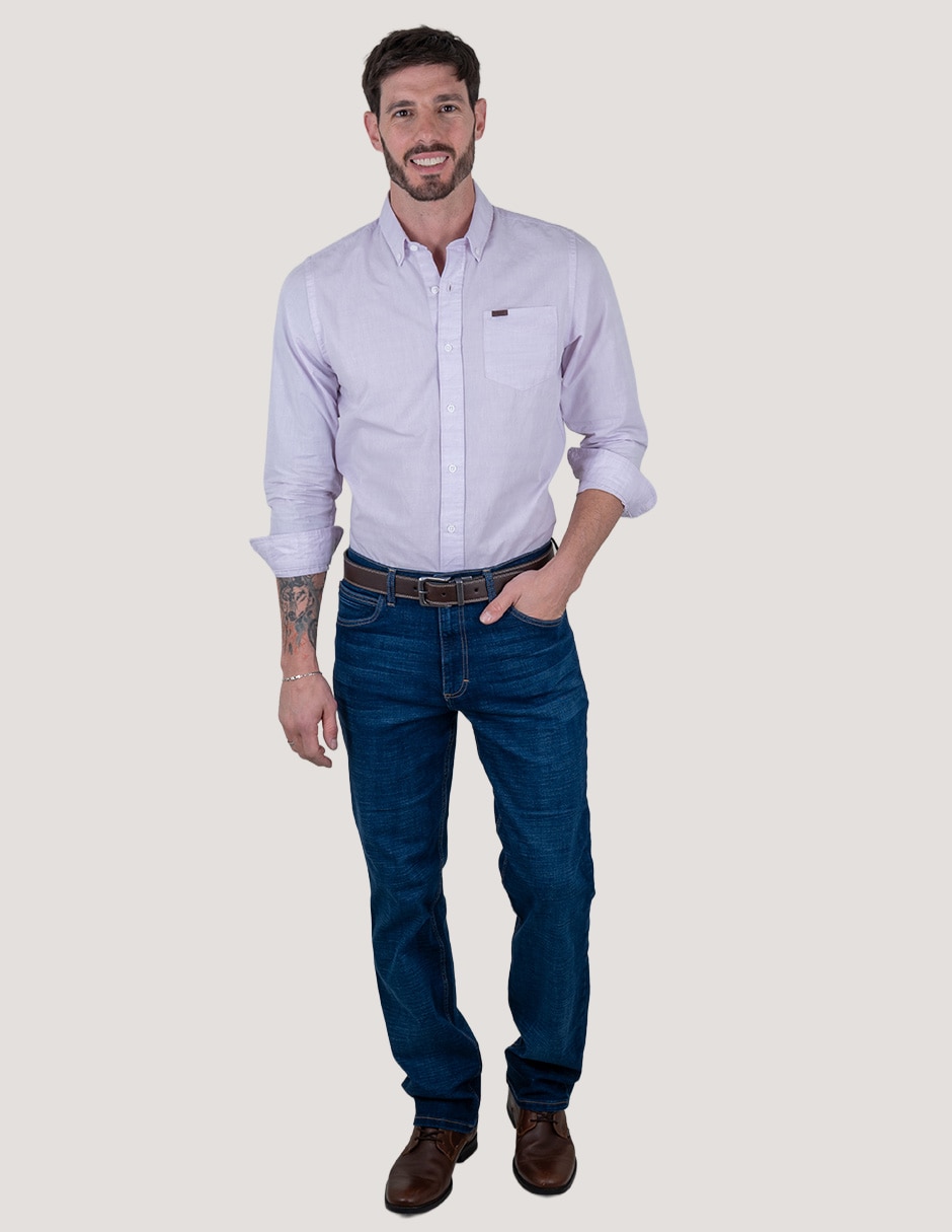 Camisa casual Lee de algodón manga larga para hombre