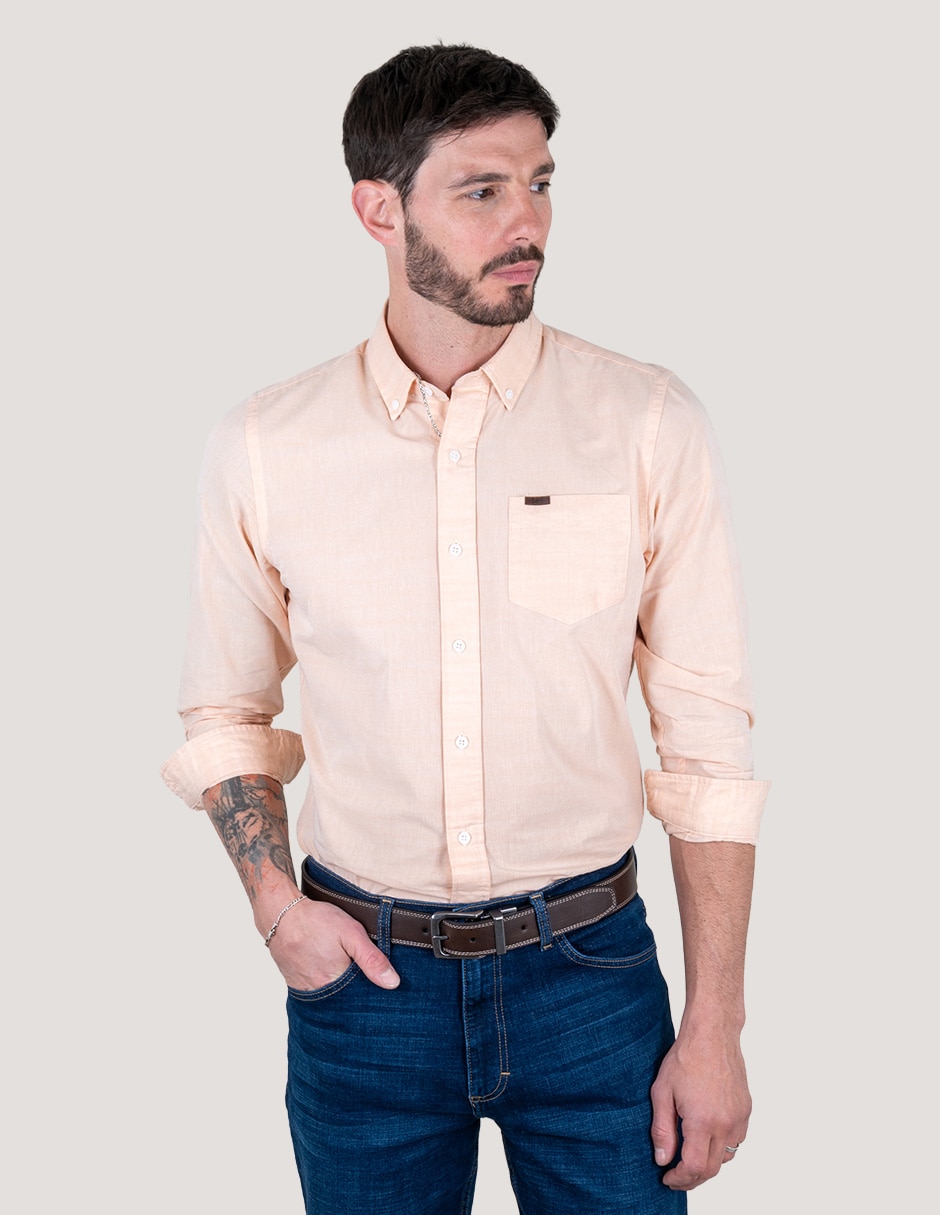 Camisa casual de algodón manga larga para hombre