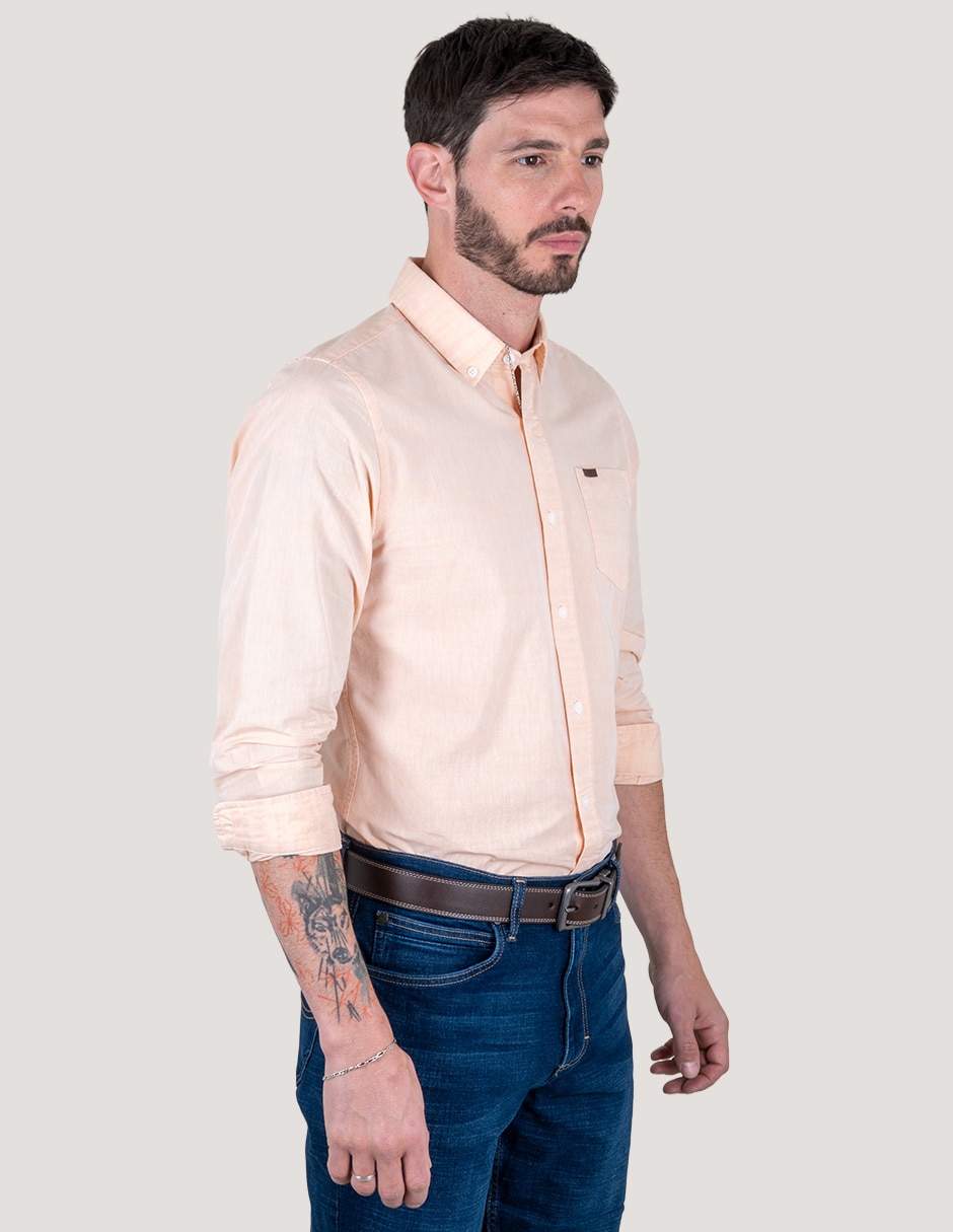 Camisa casual Lee de algodón manga larga para hombre