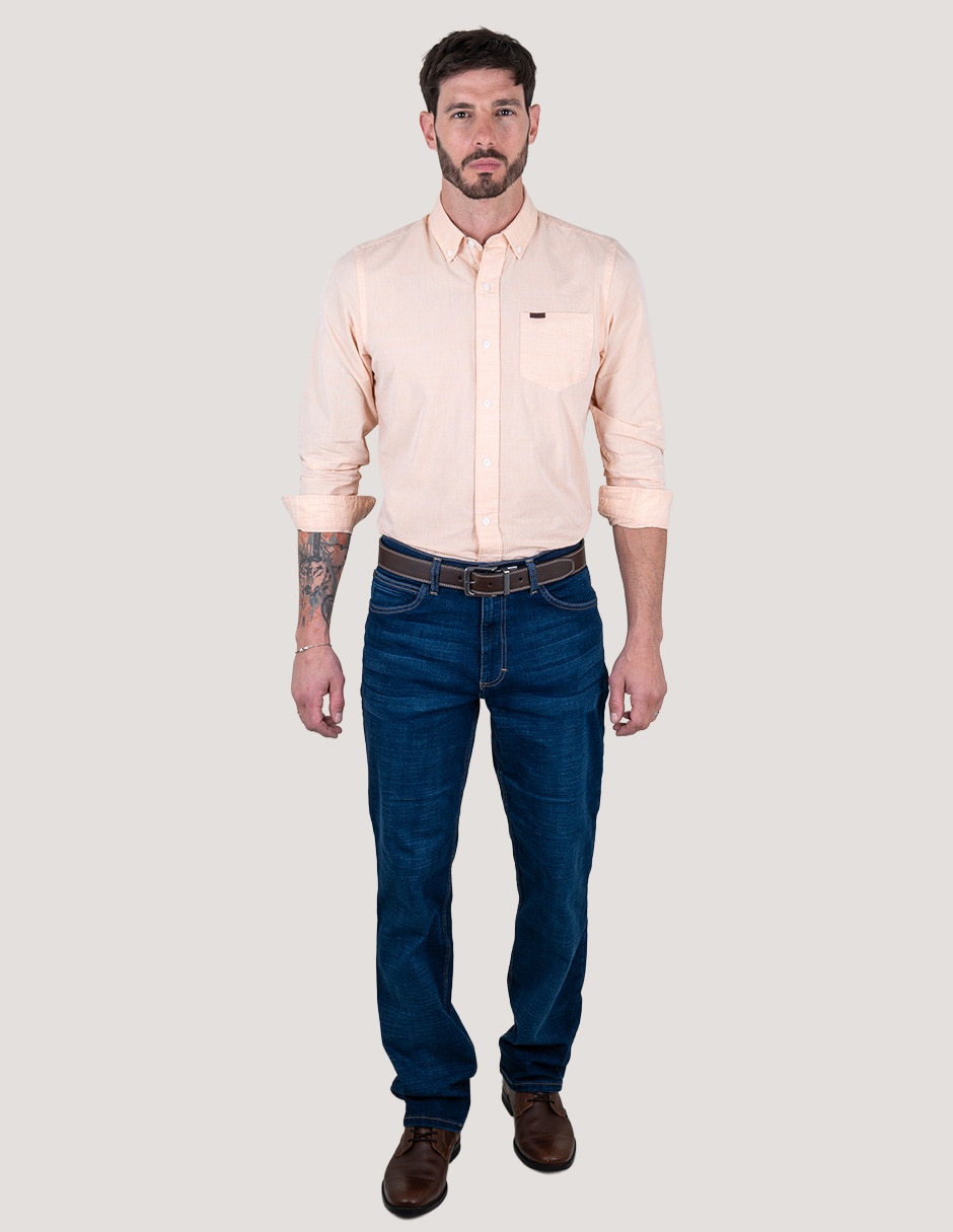 Camisa casual Lee de algodón manga larga para hombre