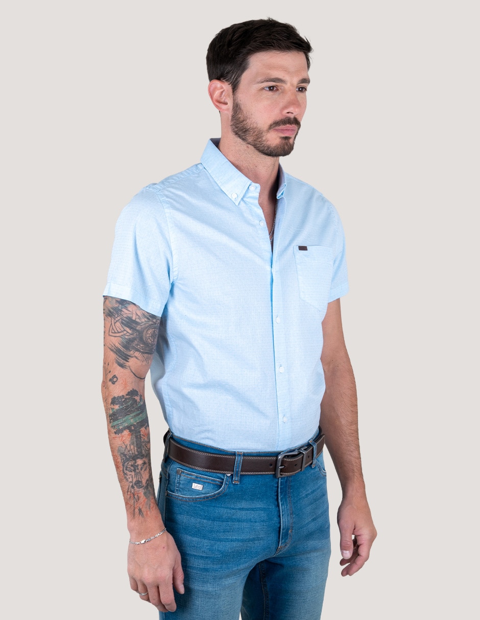 Camisa casual Lee de algodón manga corta para hombre