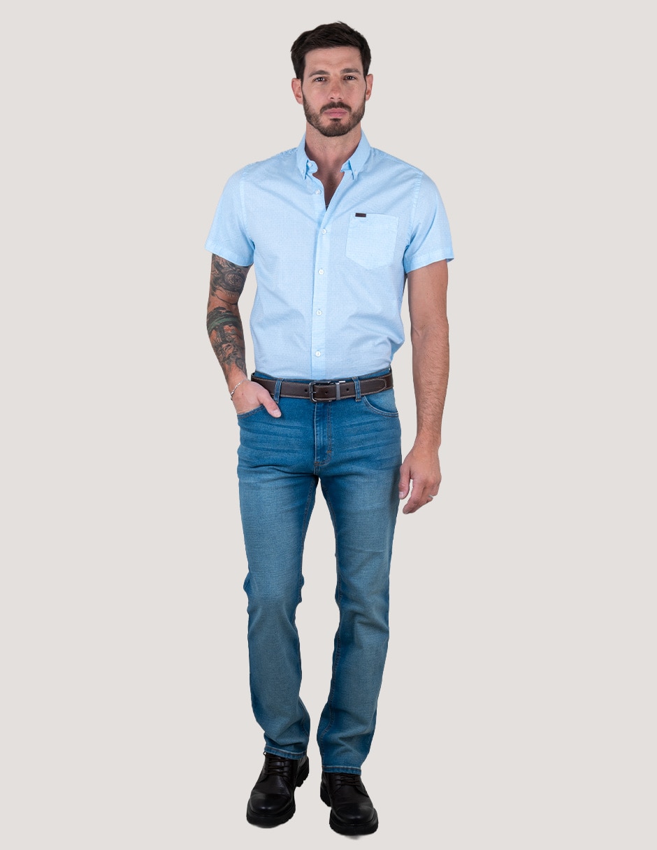 Camisa casual Lee de algodón manga corta para hombre