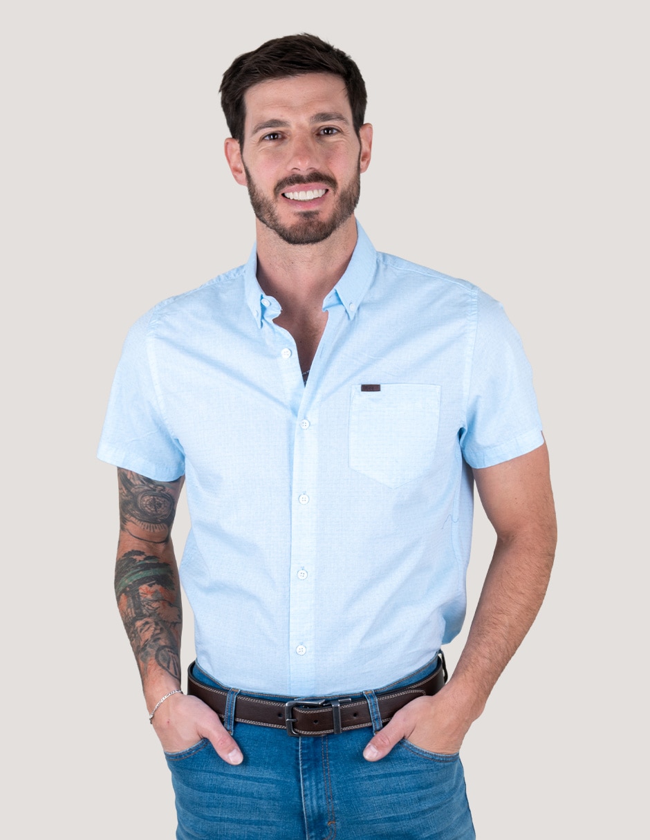Camisa casual Lee de algodón manga corta para hombre