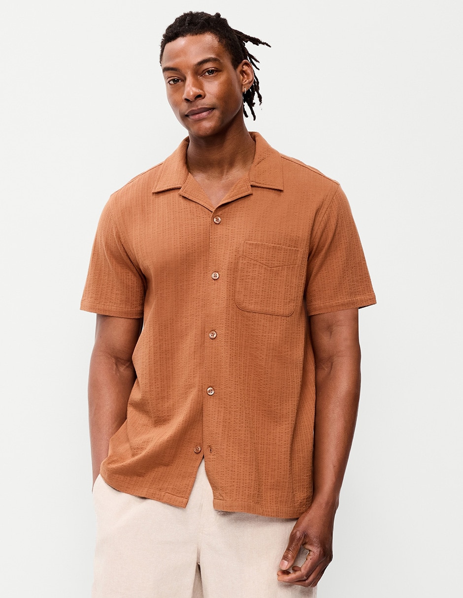 Camisa casual de algodón manga corta para hombre