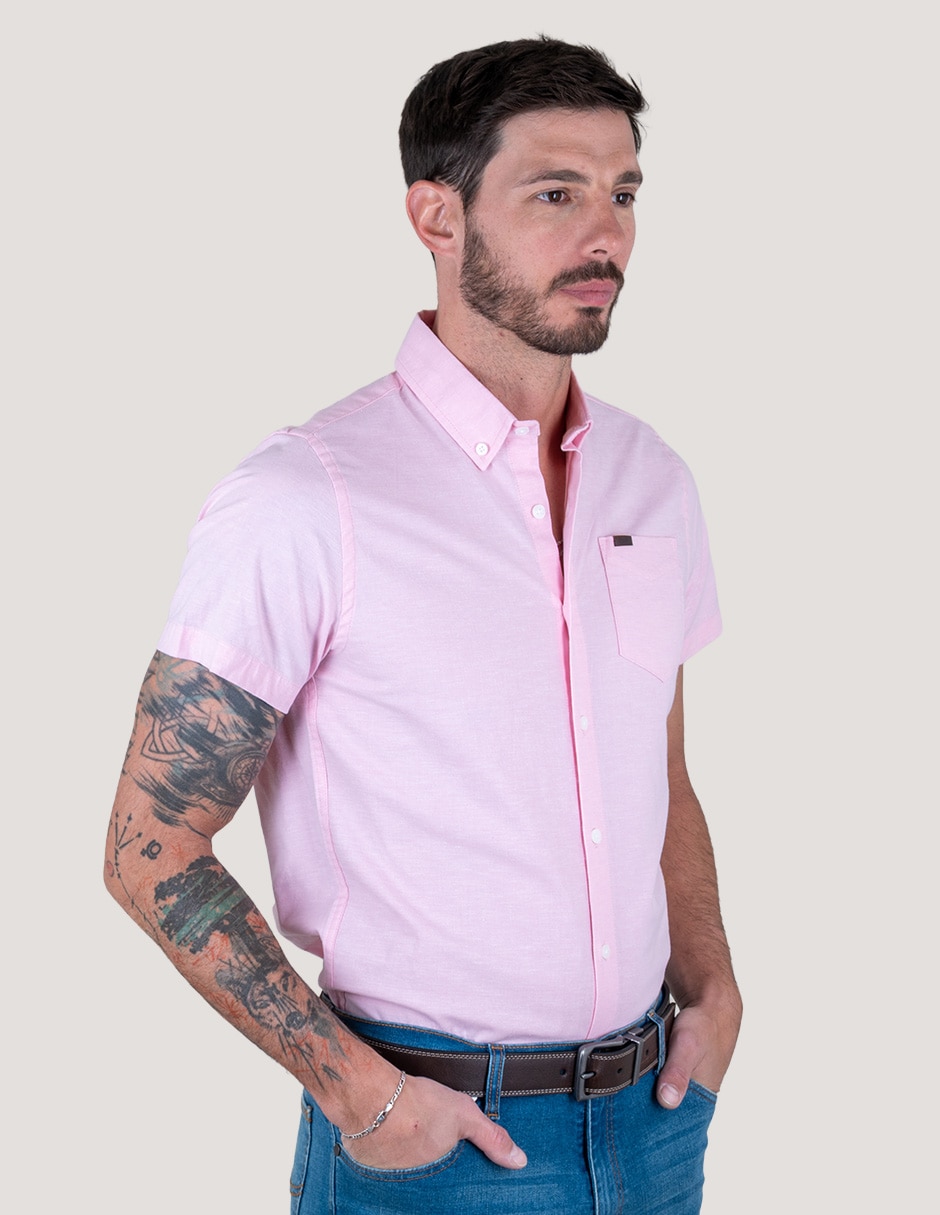 Camisa casual de algodón manga corta para hombre