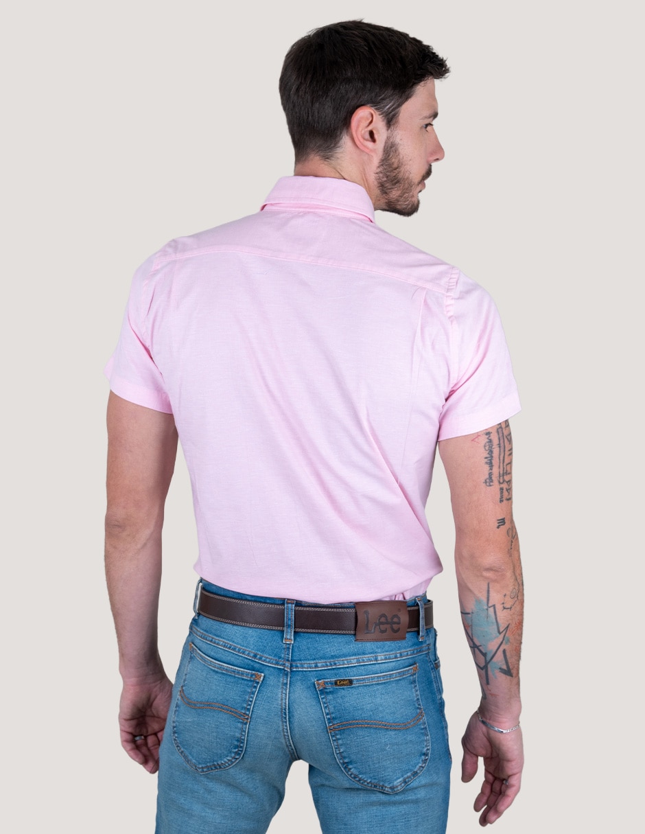 Camisa casual de algodón manga corta para hombre