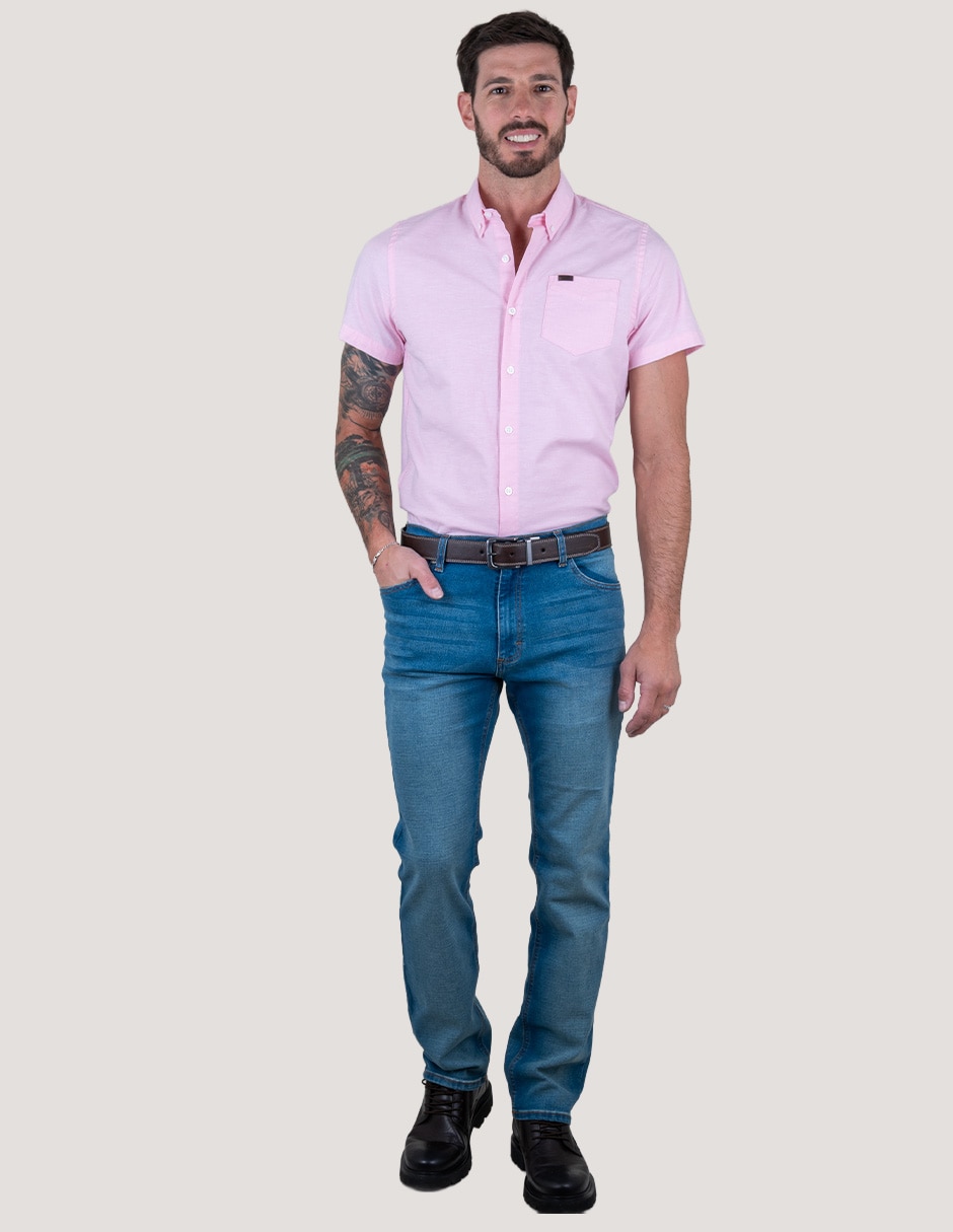 Camisa casual de algodón manga corta para hombre