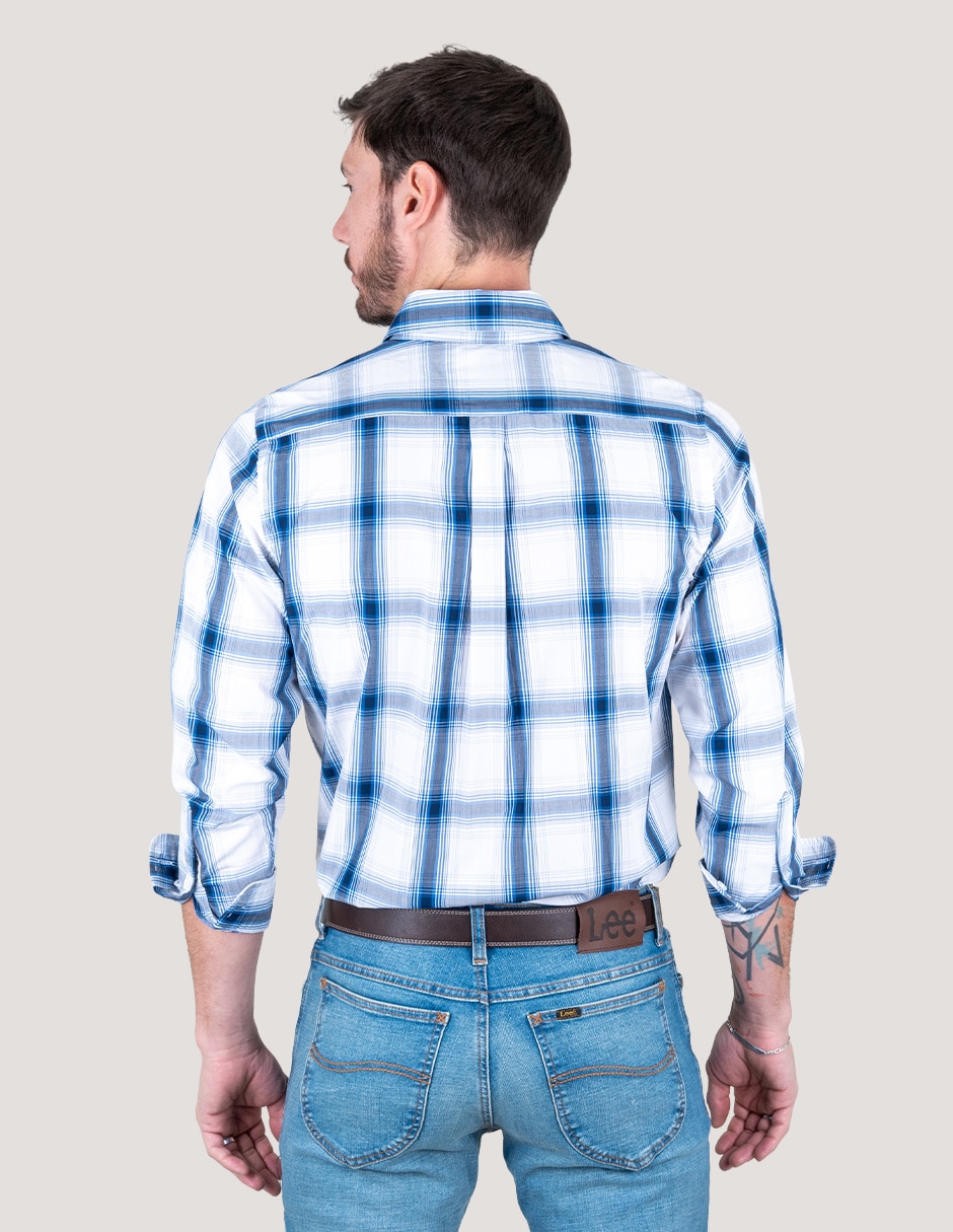 Camisa casual de algodón manga larga para hombre