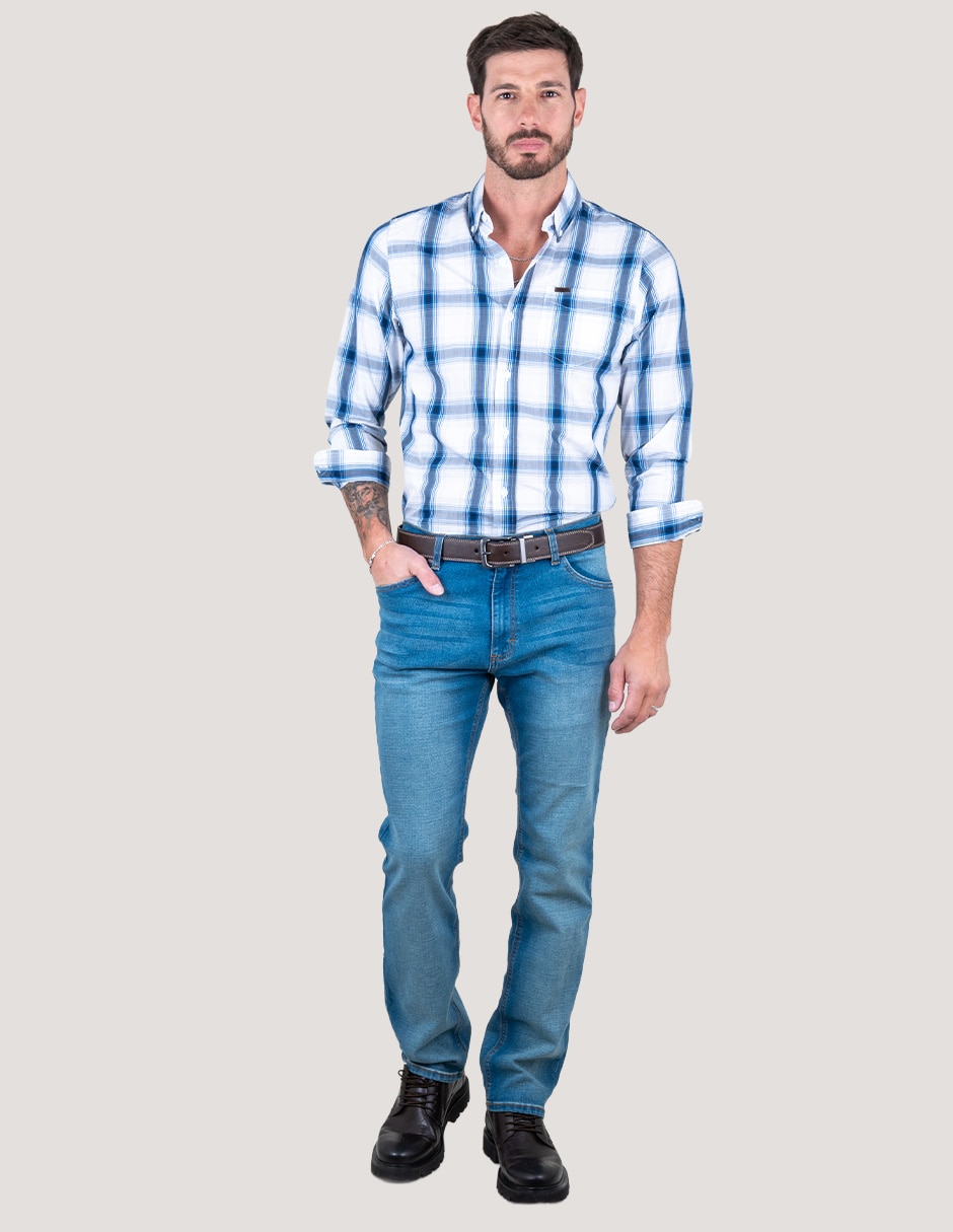 Camisa casual de algodón manga larga para hombre