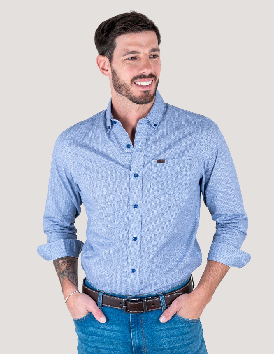 Camisa casual de algodón manga larga para hombre 1