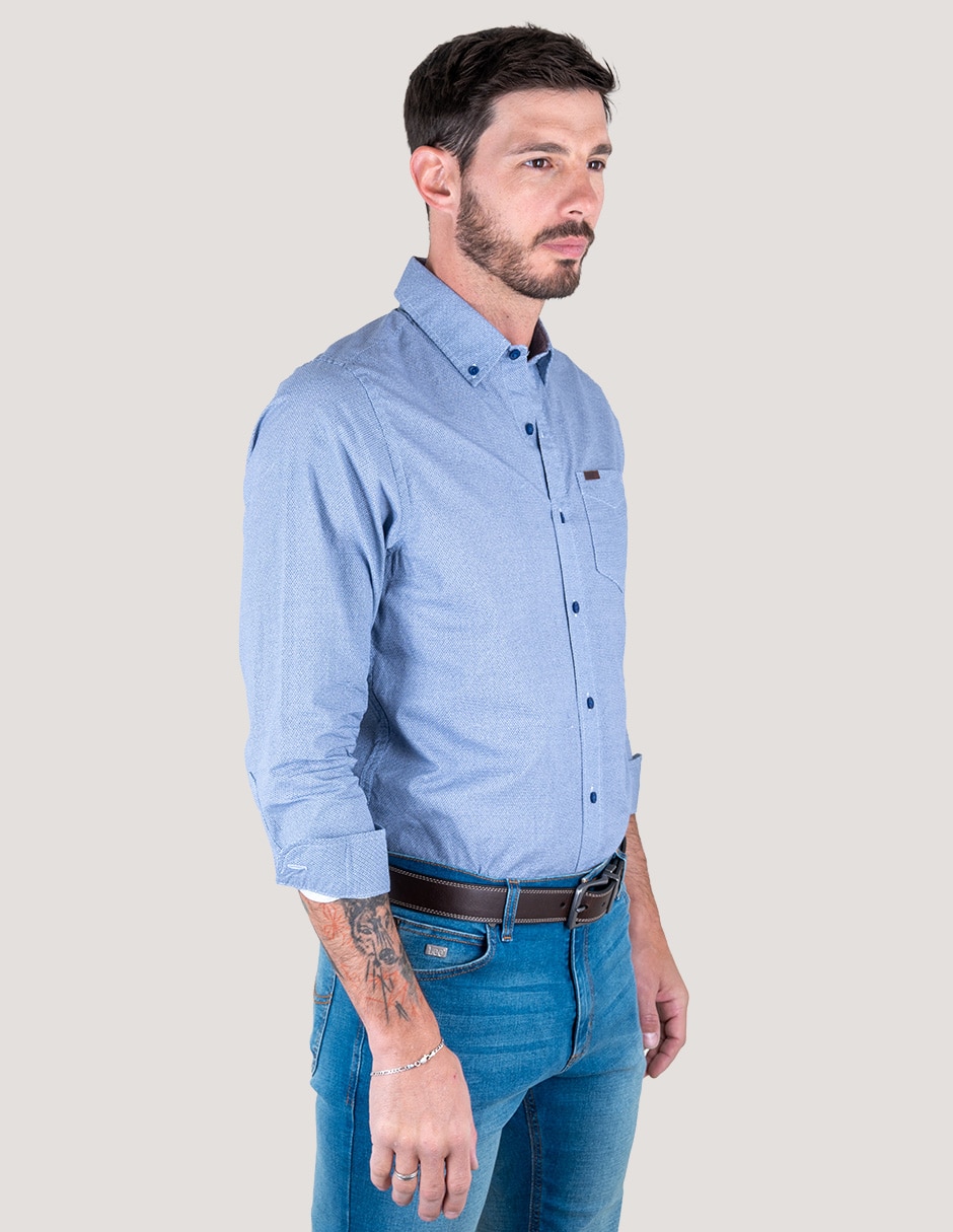 Camisa casual Lee de algodón manga larga para hombre
