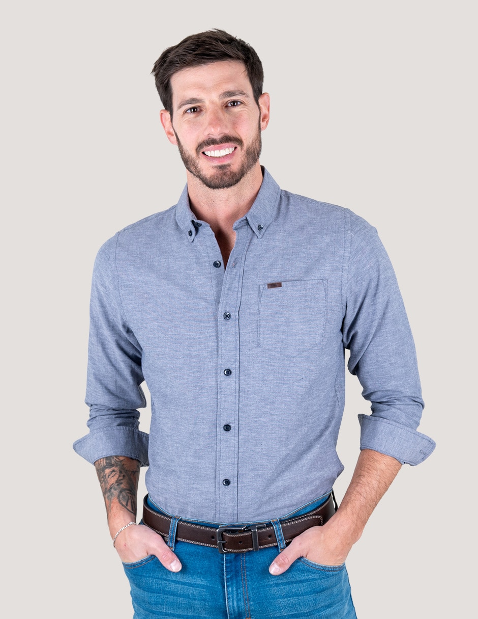 Camisa casual Lee de algodón manga larga para hombre