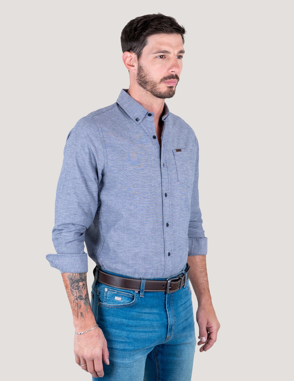 Camisa casual Lee de algodón manga larga para hombre