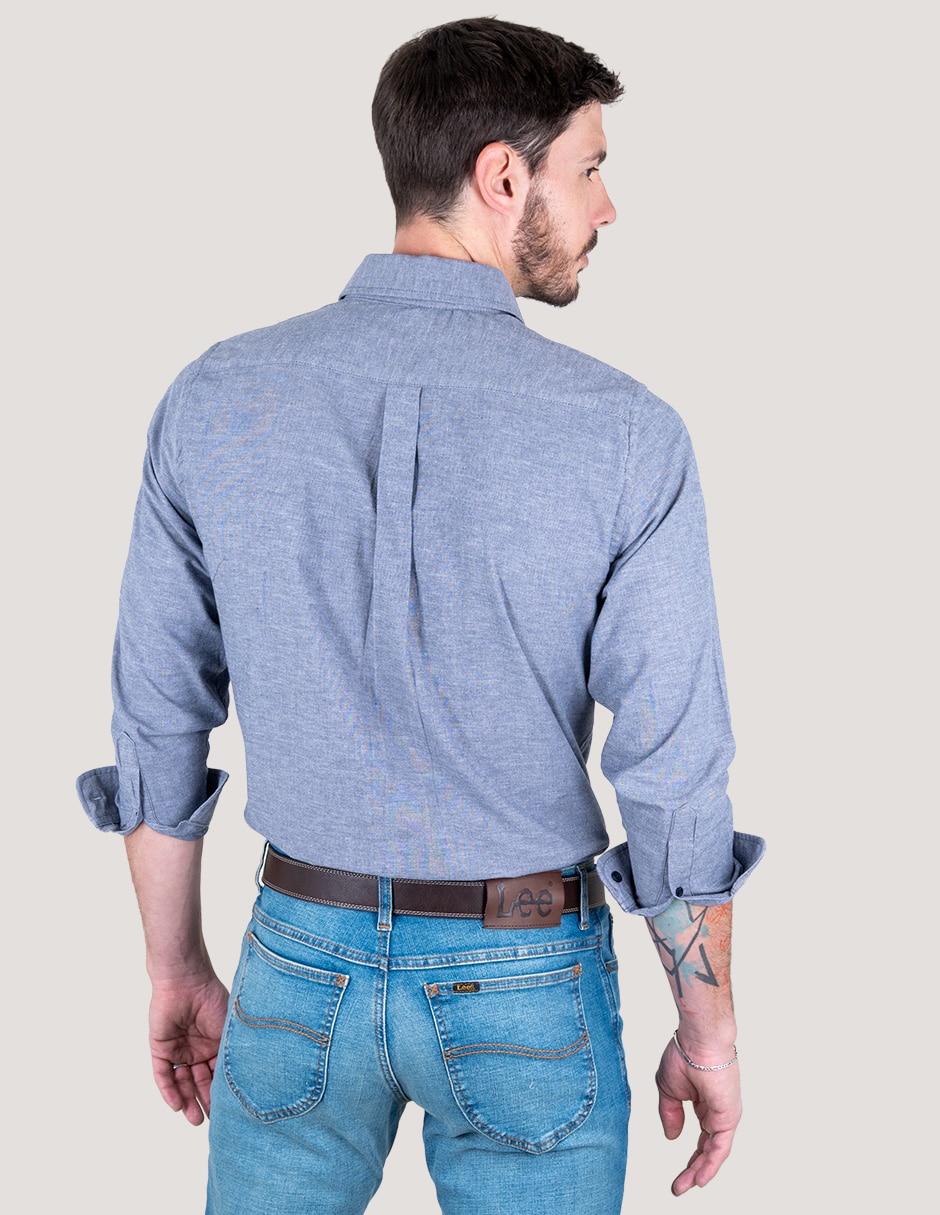 Camisa casual Lee de algodón manga larga para hombre
