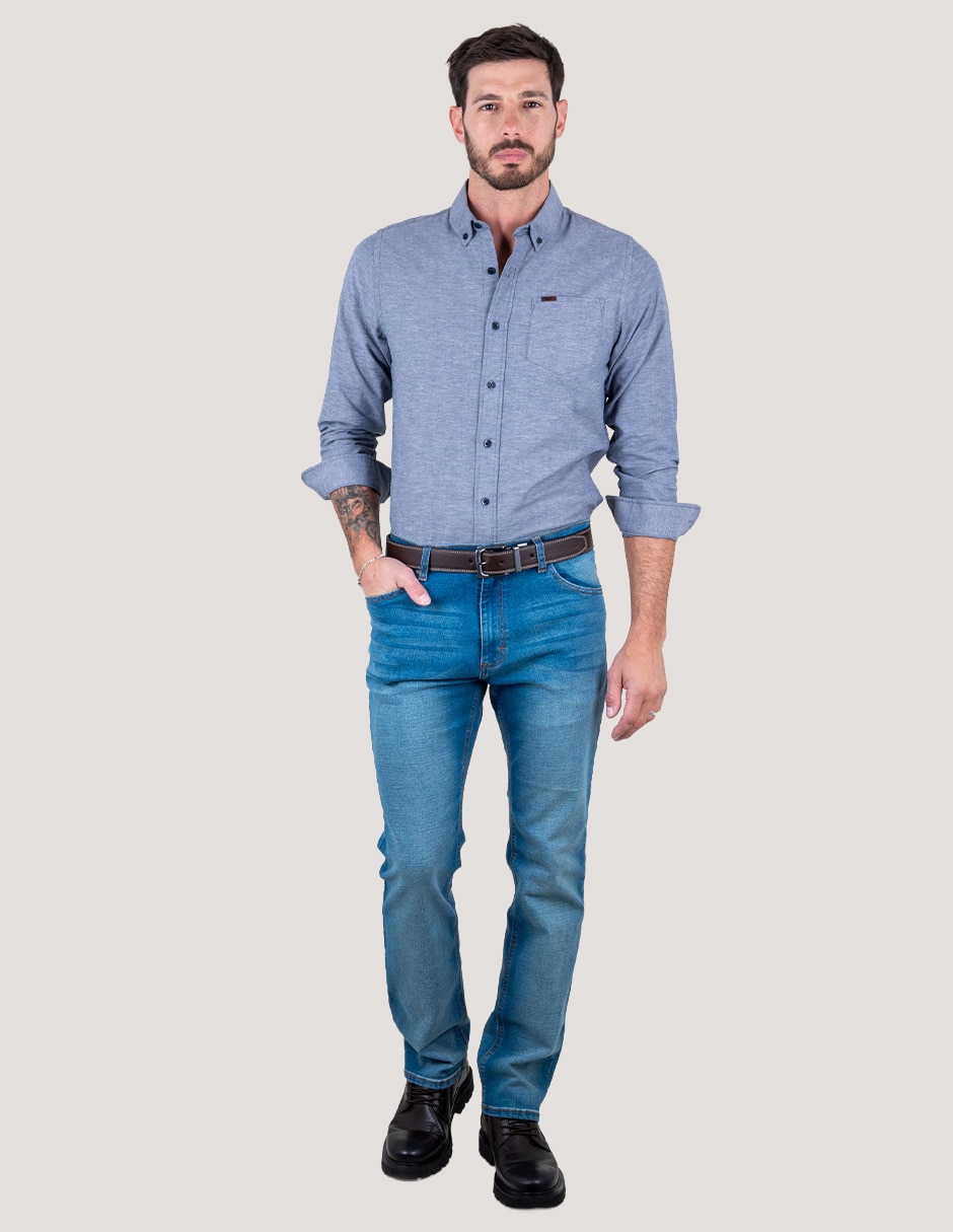 Camisa casual Lee de algodón manga larga para hombre