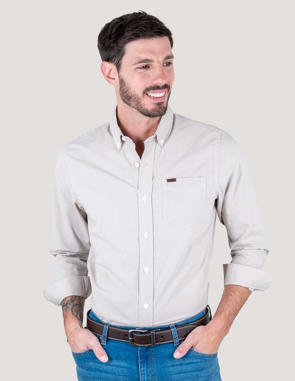 Camisa casual manga larga para hombre