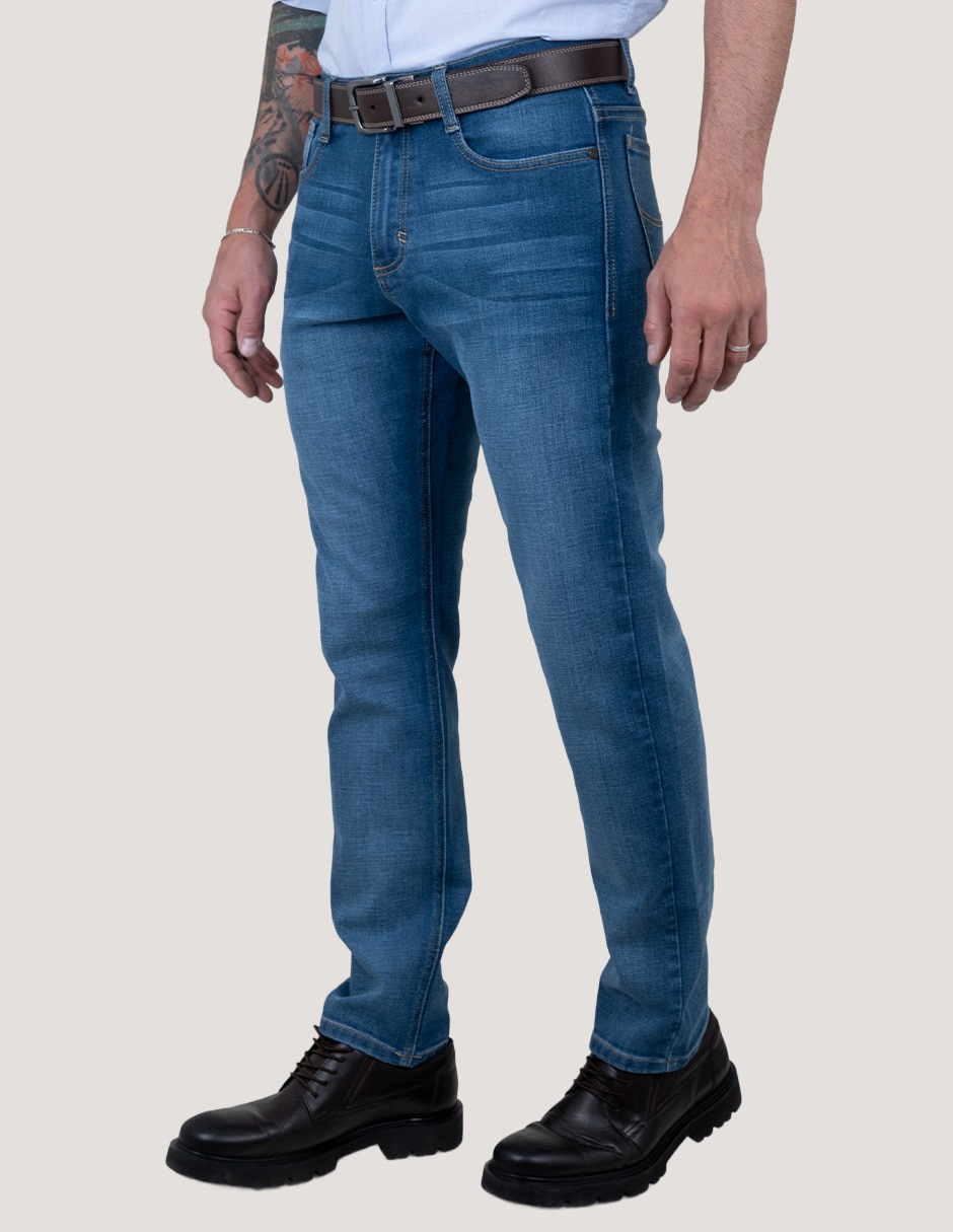 Jeans slim lavado whisker para hombre 3