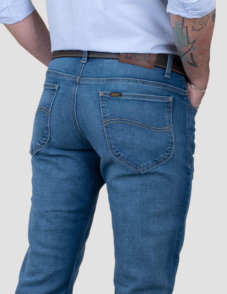 Jeans slim lavado whisker para hombre 5