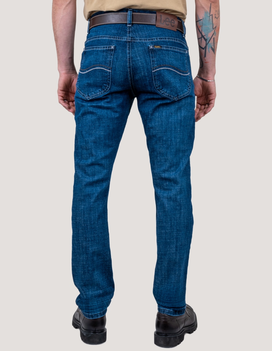 Jeans slim lavado whisker para hombre