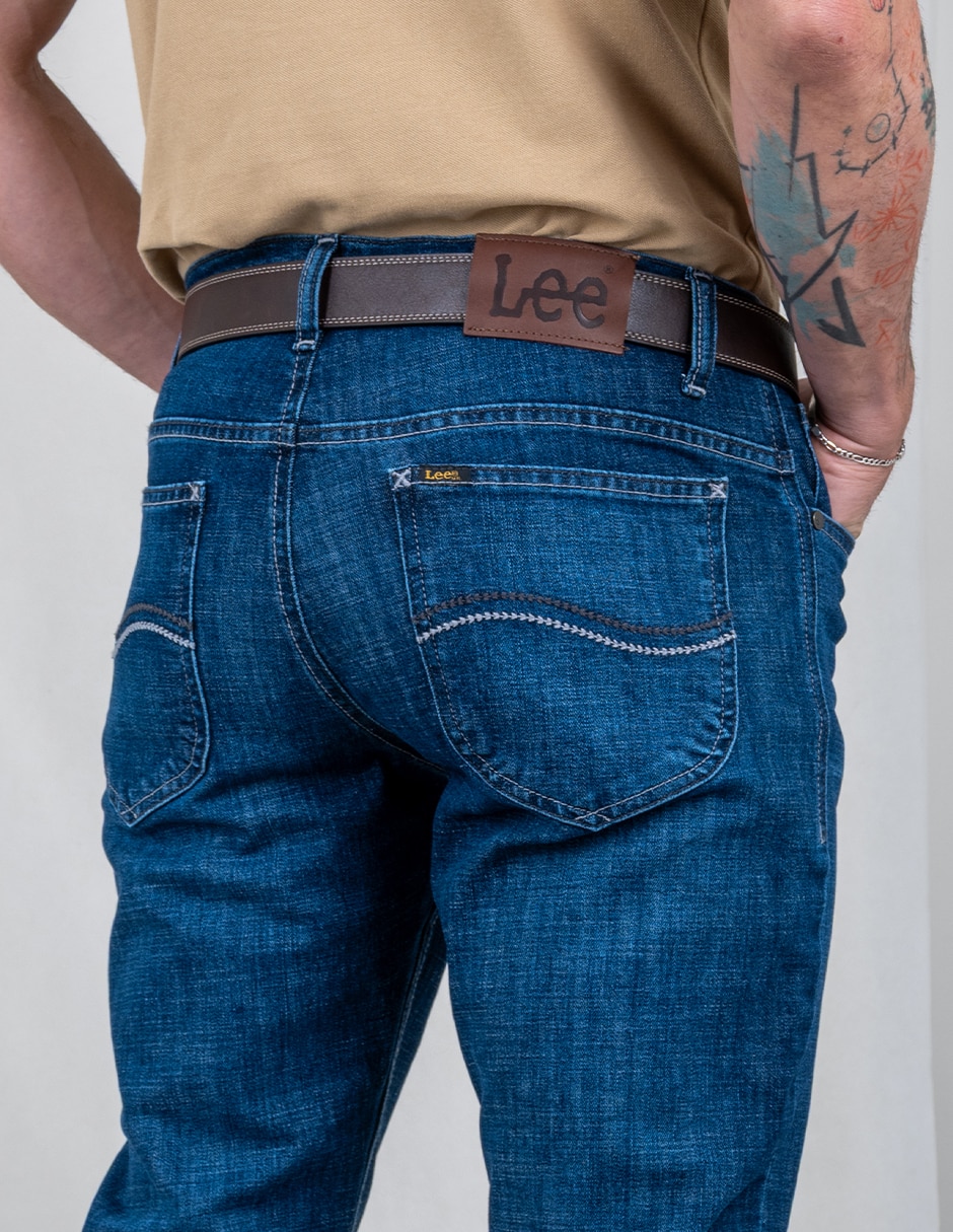 Jeans slim lavado whisker para hombre