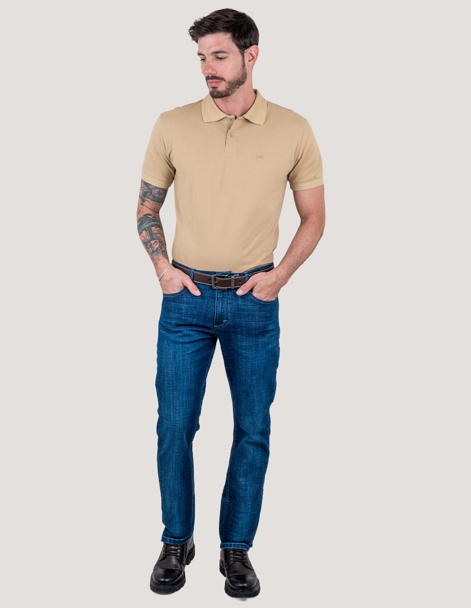 Jeans slim lavado whisker para hombre