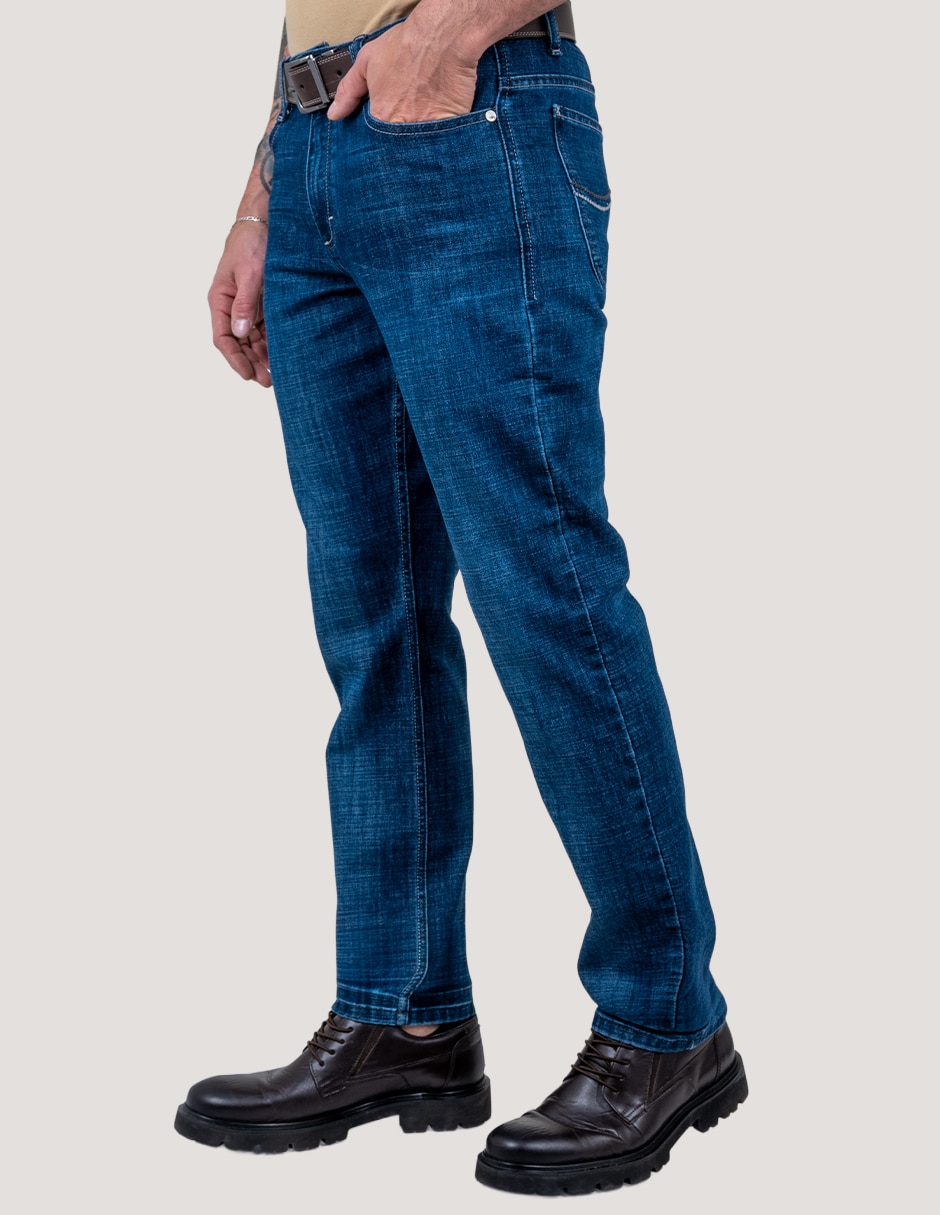 Jeans slim lavado whisker para hombre 2