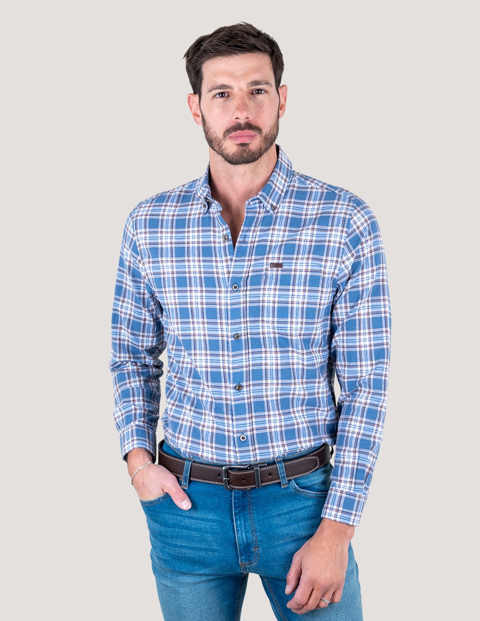 Camisa casual manga larga para hombre