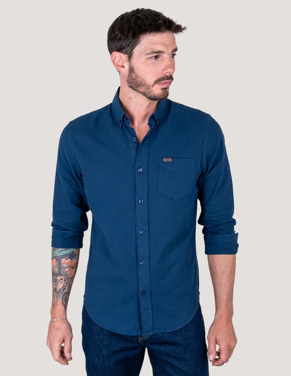 Camisa casual de lino manga larga para hombre