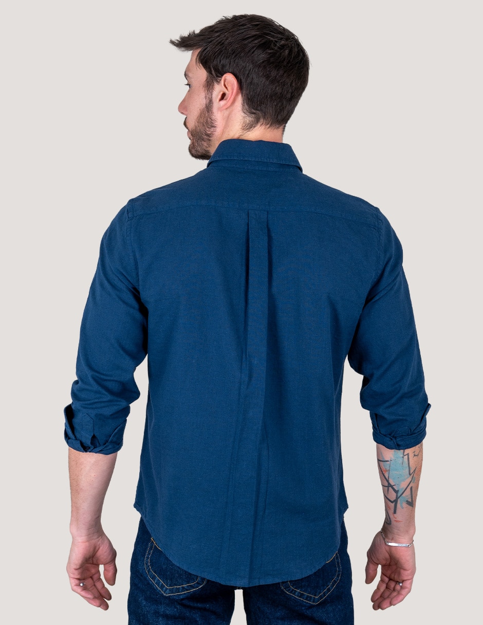 Camisa casual de lino manga larga para hombre 3