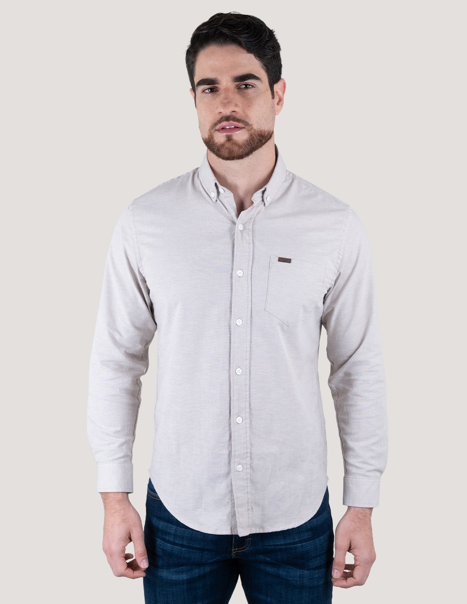 Camisa casual lee de algodón manga larga para hombre