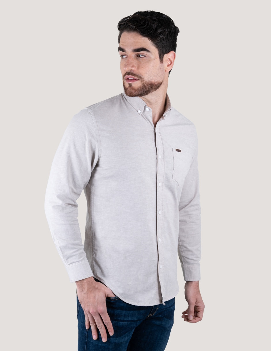 Camisa casual lee de algodón manga larga para hombre